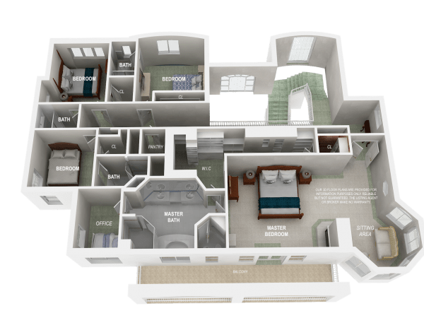 3D Floor Plan-Second Level MLS1